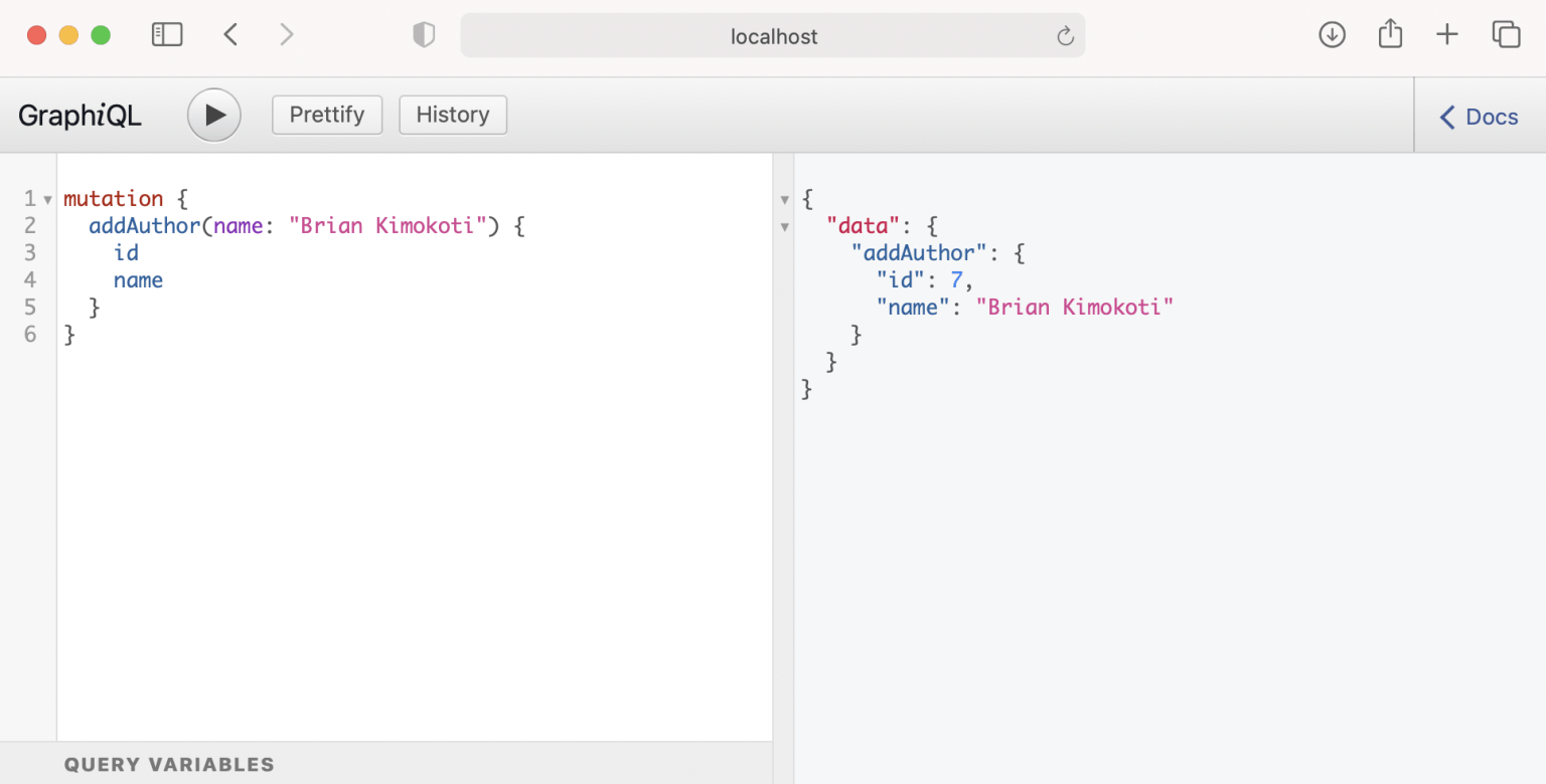 Mutating data. Adding an author