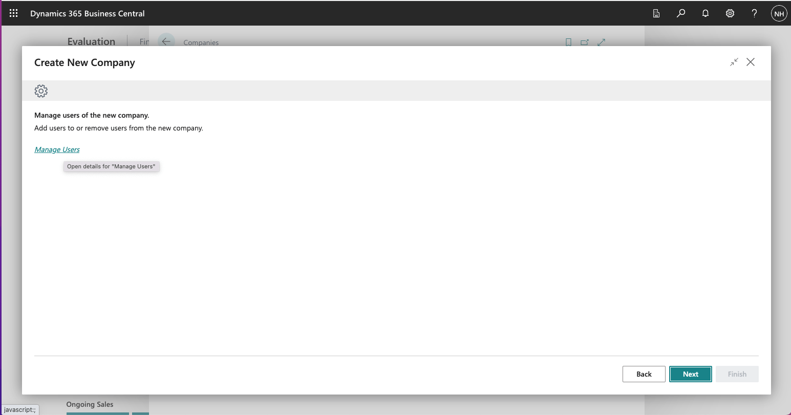 I clicked the Manage Users link