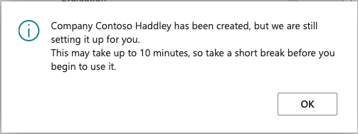 A dialog explained that the operation might take 10 minutes