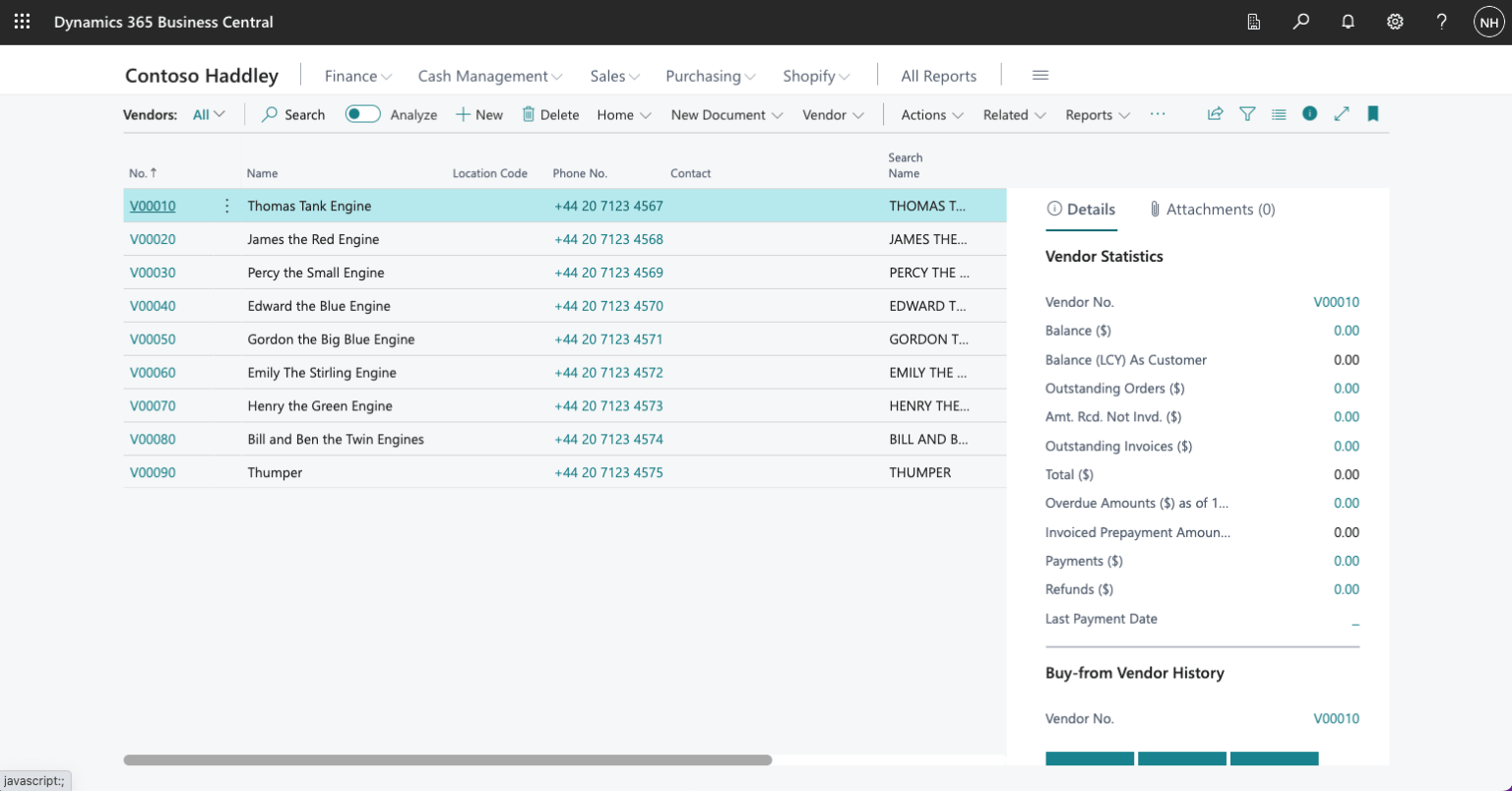 I reviewed the inserted Vendor records