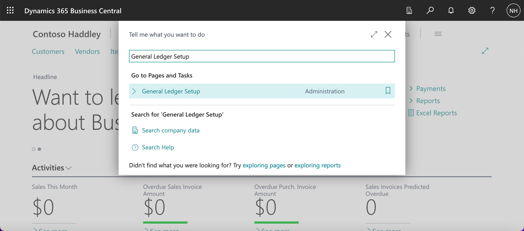 I used search to navigate to the General Ledger Setup page