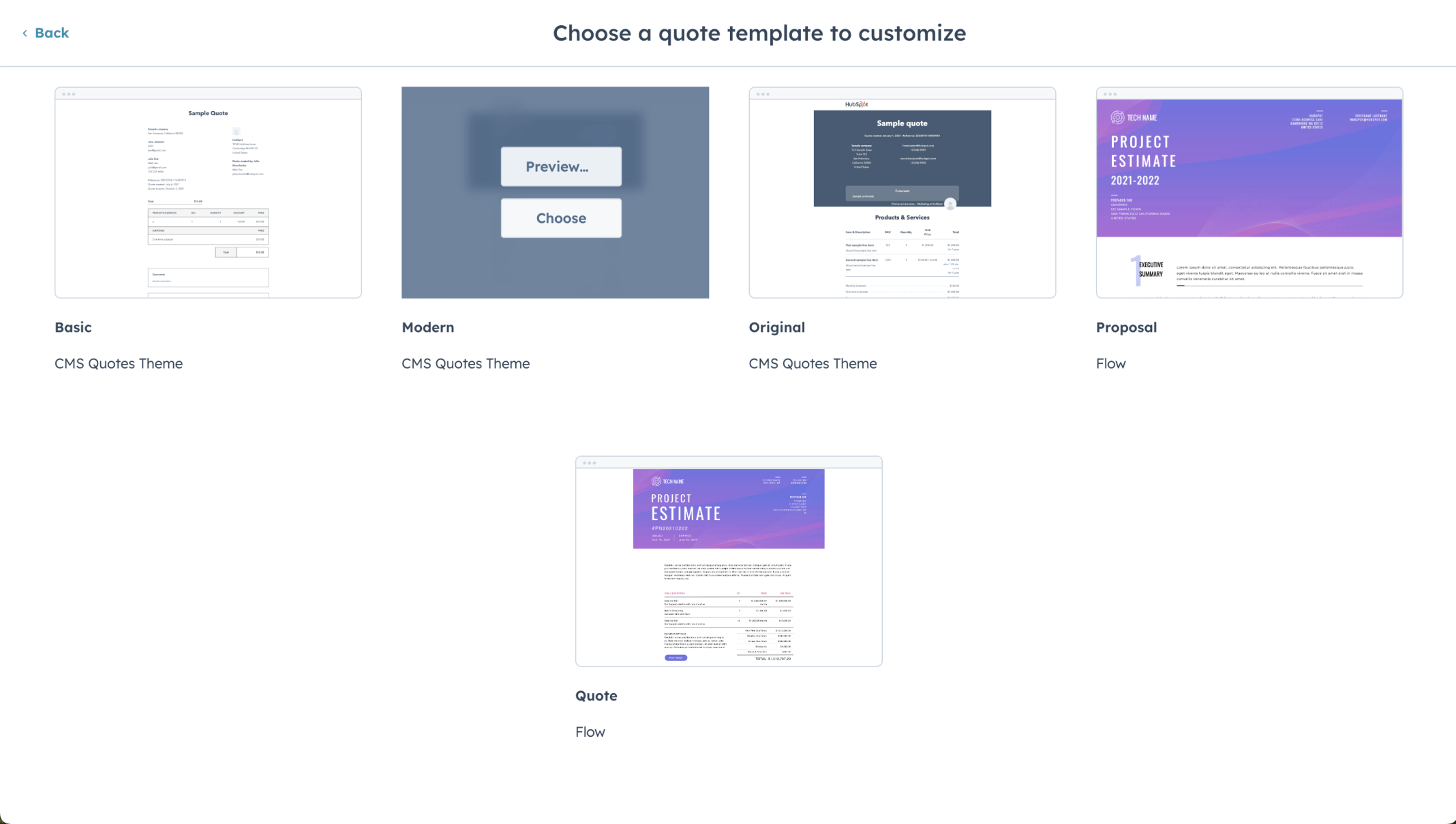 I selected a quote template to customise