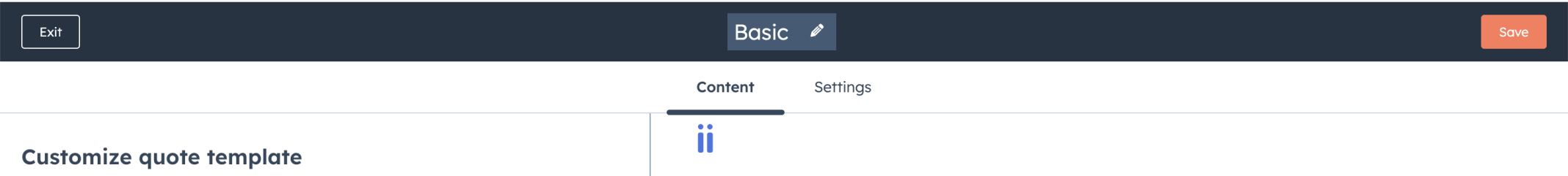 I opened the Basic quote template editor