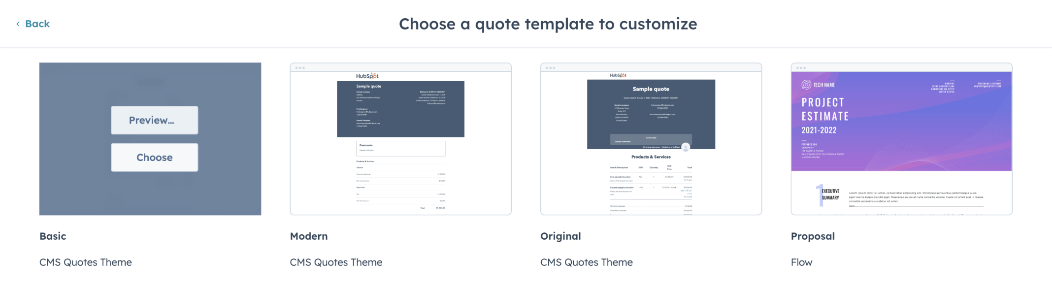 I selected the CMS Quotes Theme | Basic | Choose button