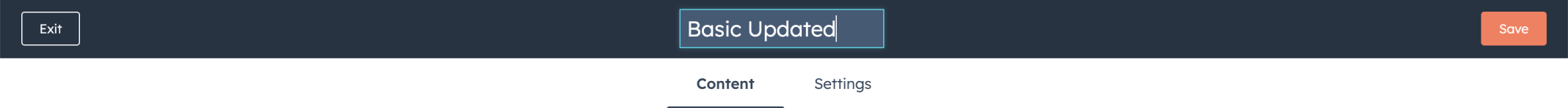 I updated the template name to Basic Updated and clicked the Save button