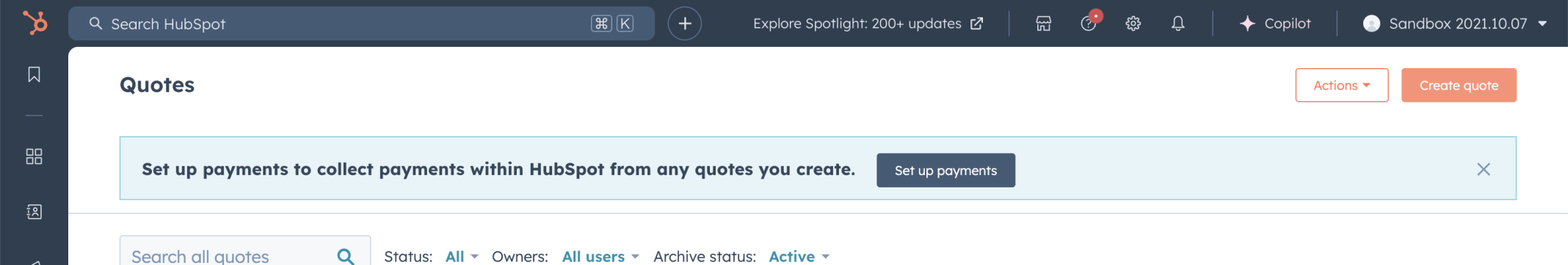 I clicked the Create Quote button