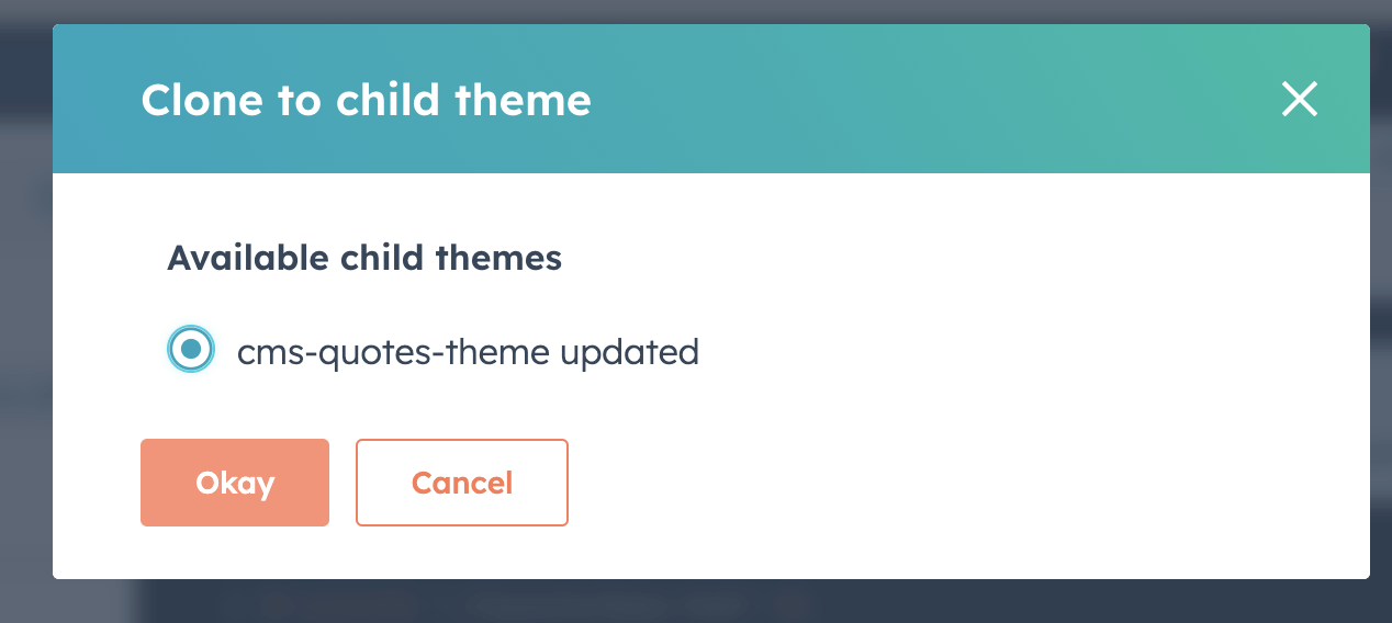 I selected cms-quotes-theme updated and clicked Okay