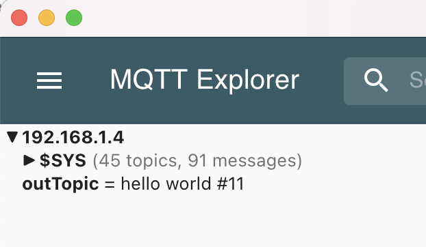 ESP8266 is publishing "outTopic" messages to the MQTT broker
