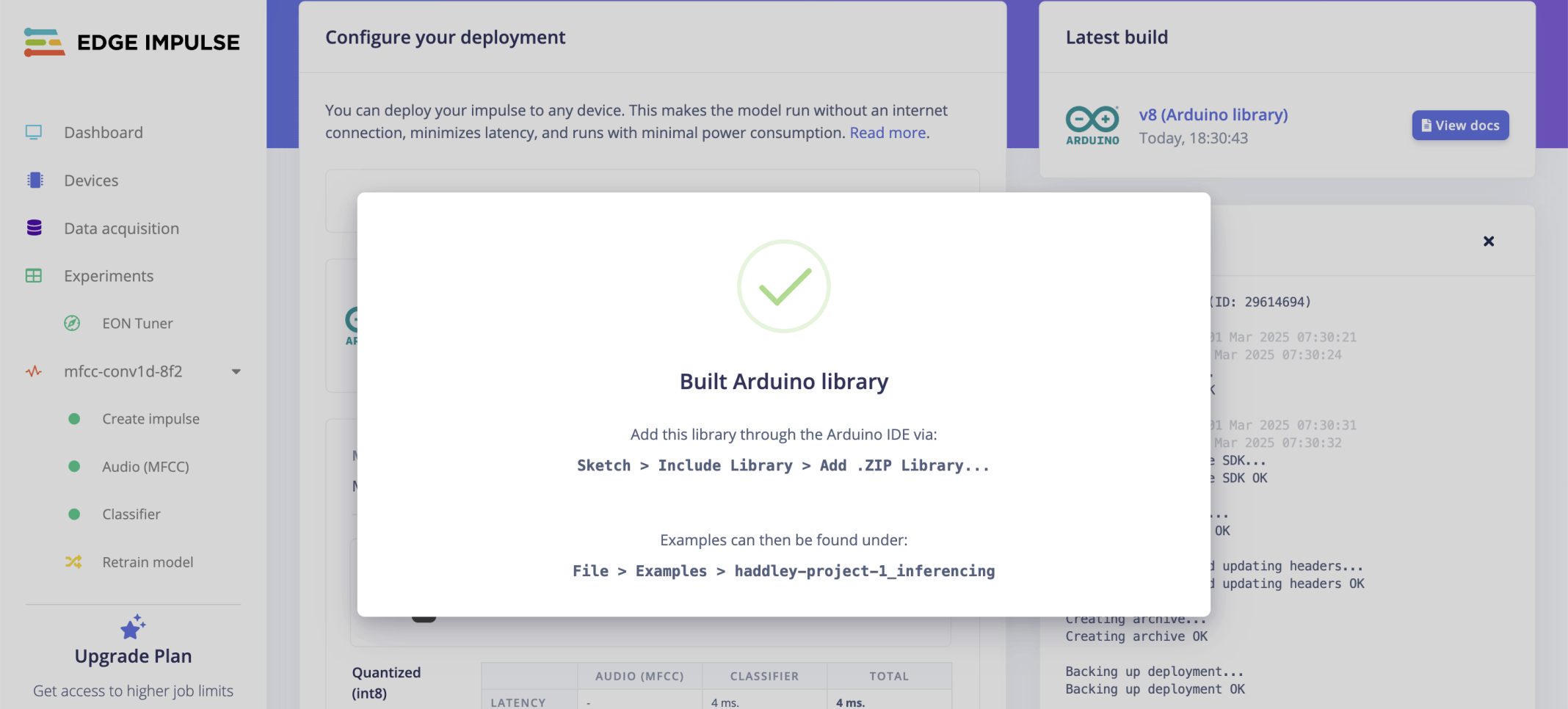 An Arduino library .zip file was generated