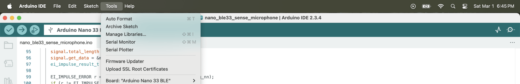 I started the Serial Monitor