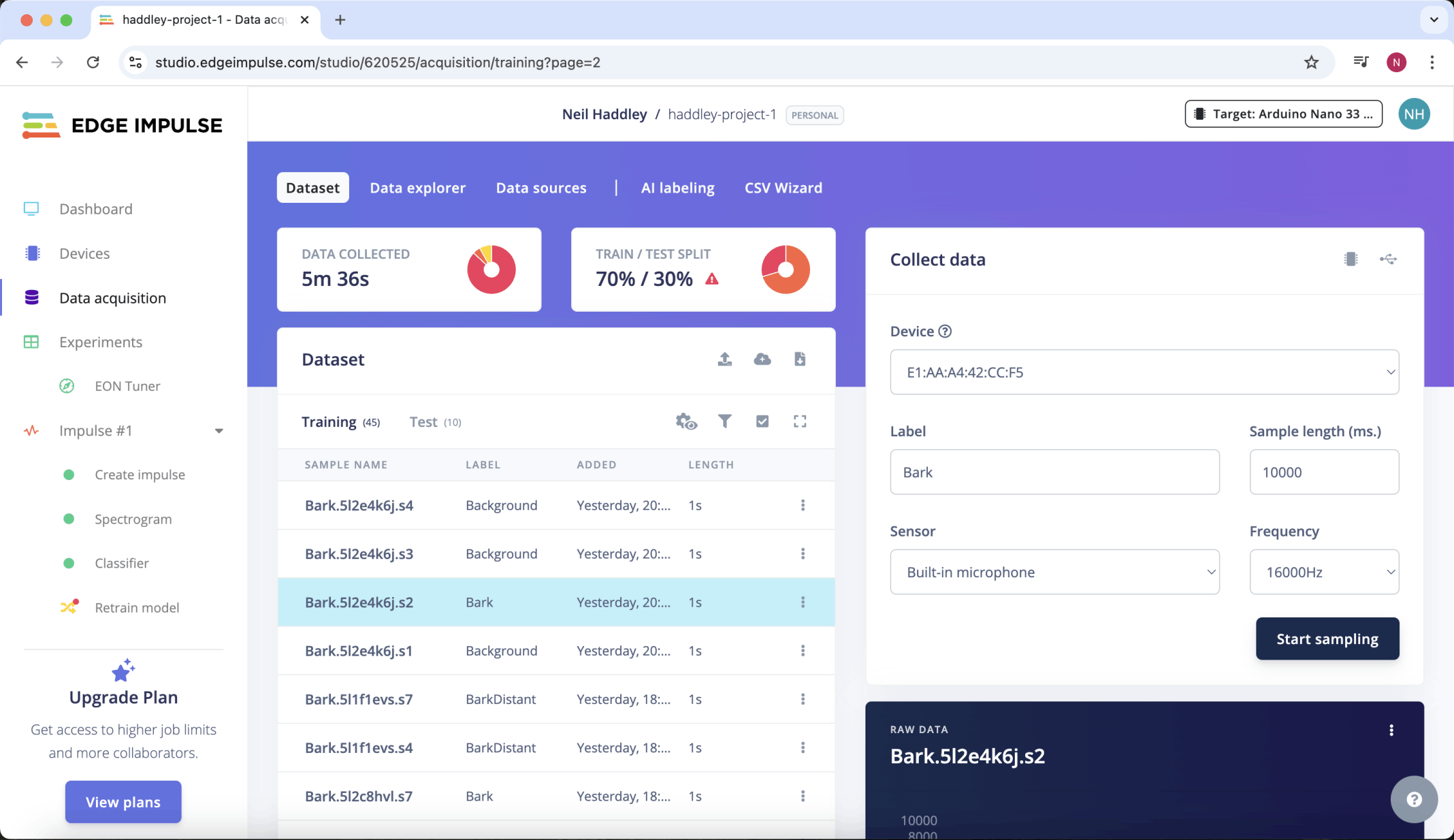 I navigated to https://studio.edgeimpulse.com/