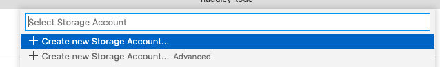 Create new Storage Account...