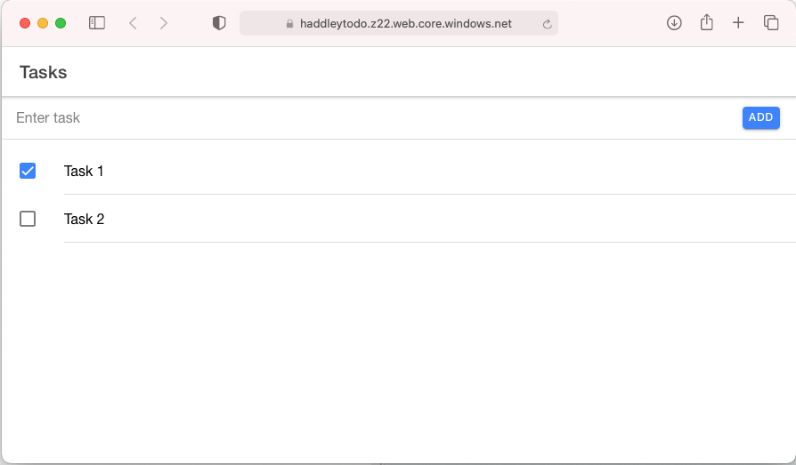 Running in safari (from Azure)