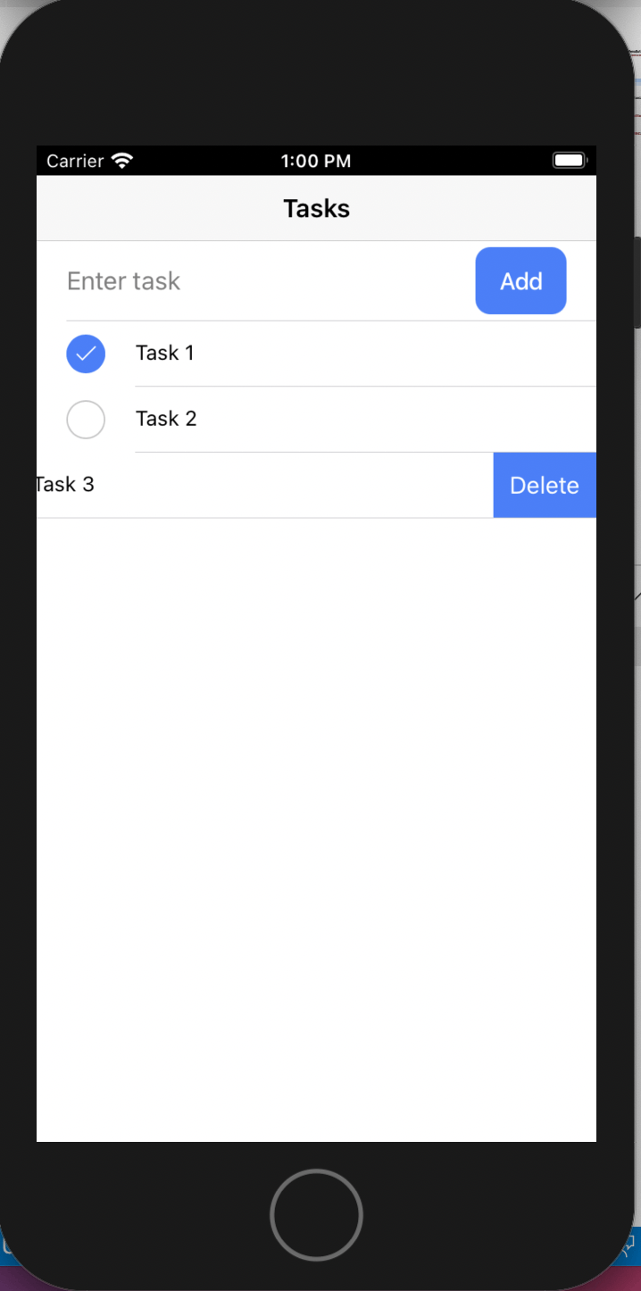 Swipe list item right to left