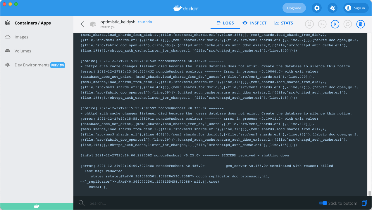 CouchDB is stopped