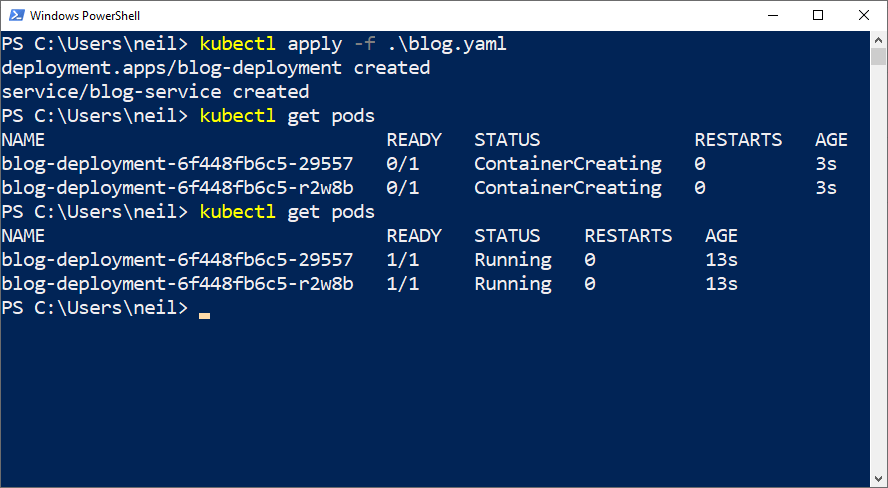 Using the "kubectl apply" command to apply a yaml file
