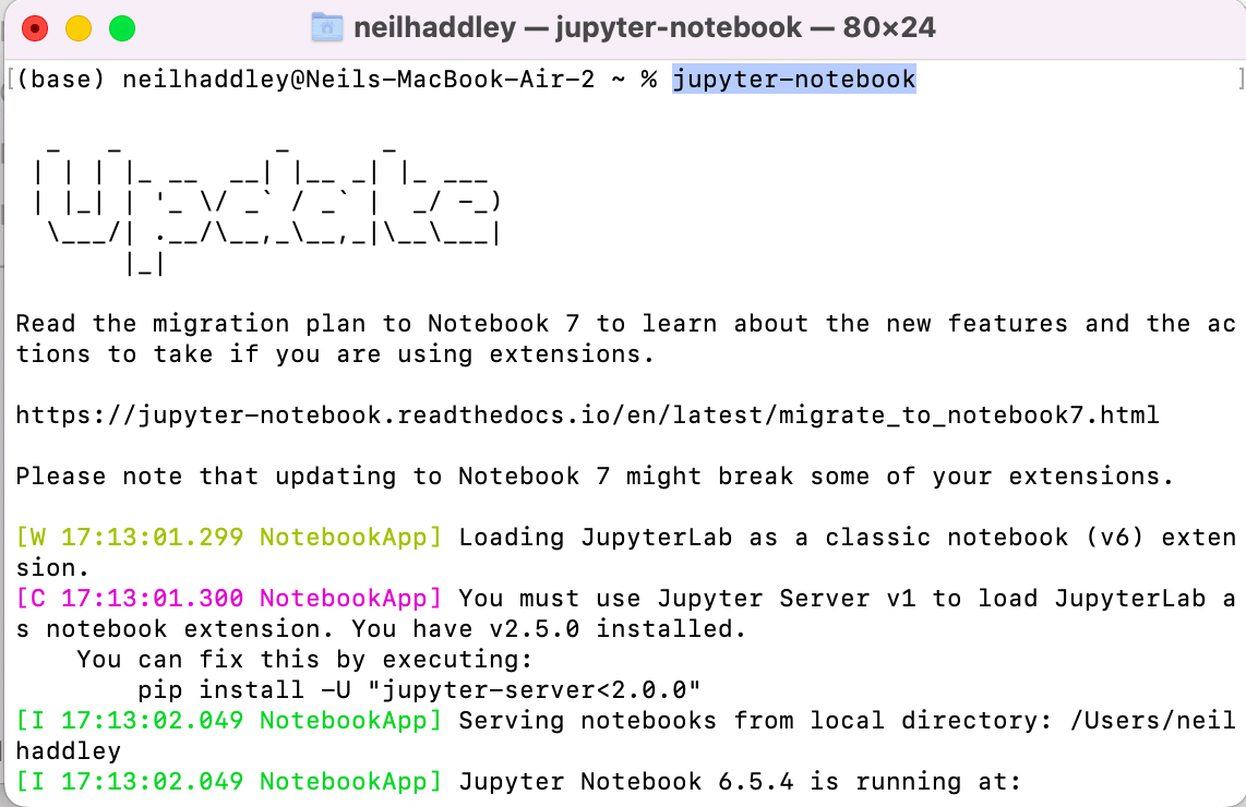 Running jupyter-notebook locally