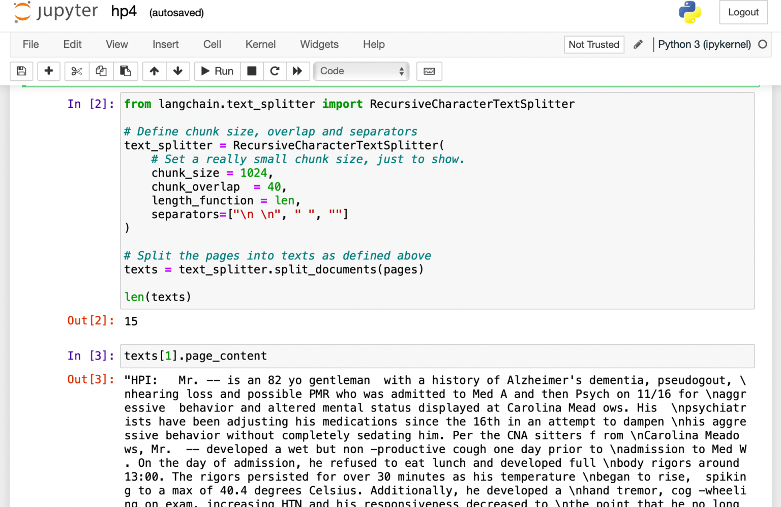 I broke the pages into paragraphs (texts).