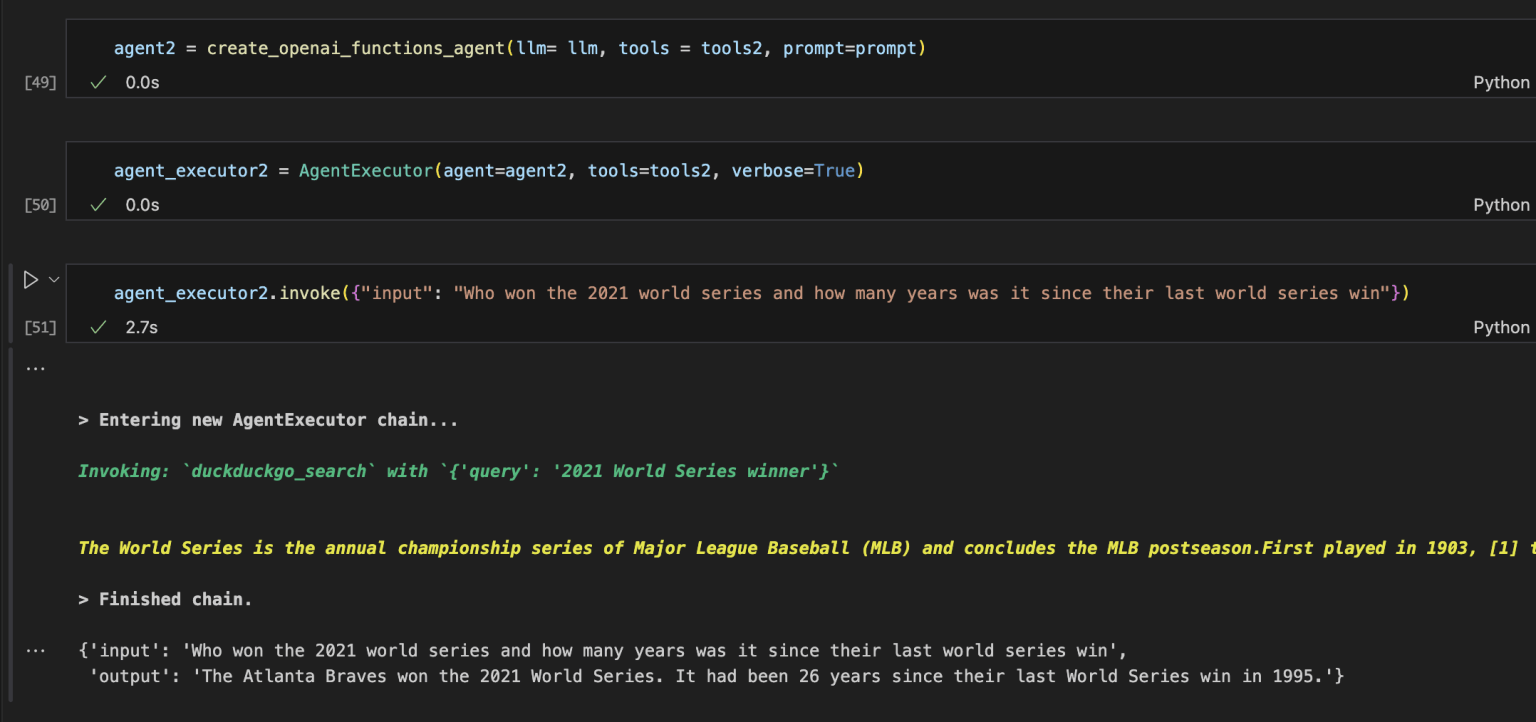 I invoked the second agent (with verbose=True)