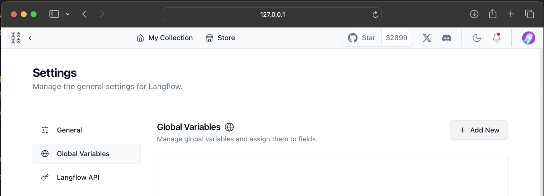 I selected the Global Variables menu item
