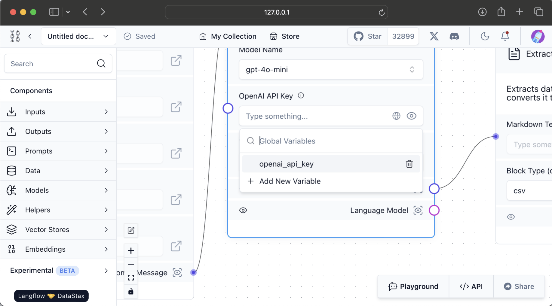I added the openai_api_key value to the LLM step