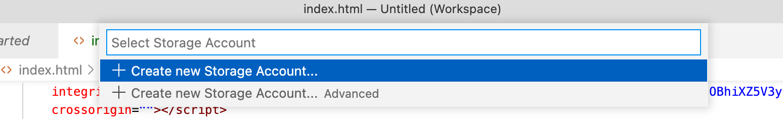 Creating a new Storage Account