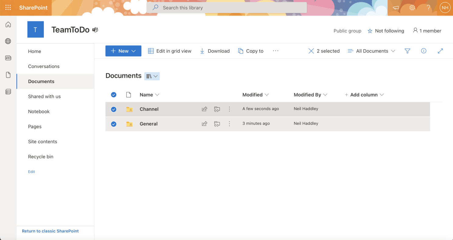 SharePoint Site created (with channels)