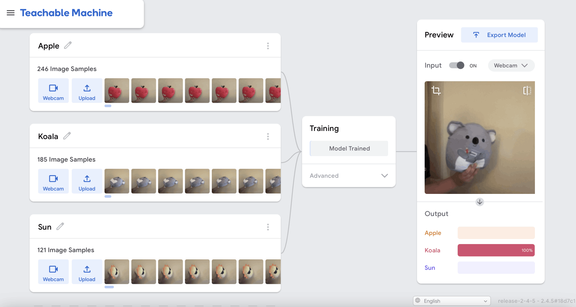 Use the preview window to test the model