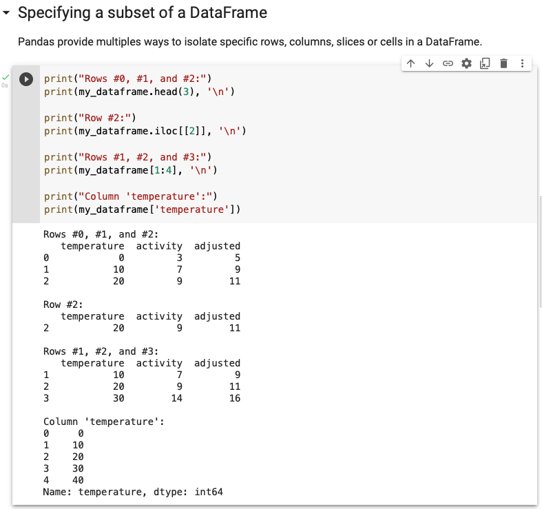 <dataframe>[<start index>,<end index + 1>]
