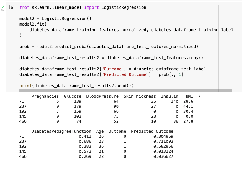 Training the sklearn model and predicting results