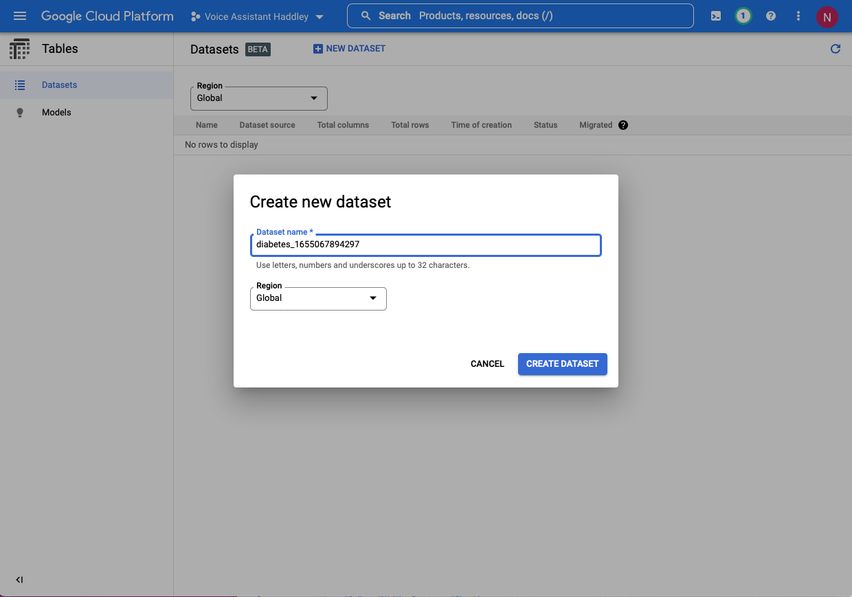 I created a new dataset