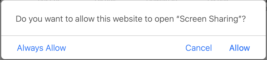 Safari started Screen Sharing