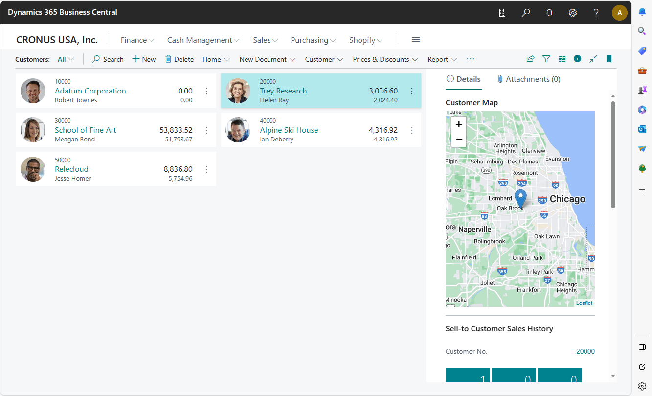 Customer Trey Research is based in Chicago