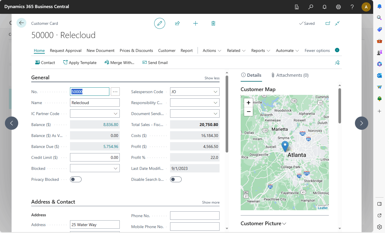 Customer Relecloud is based in Atlanta