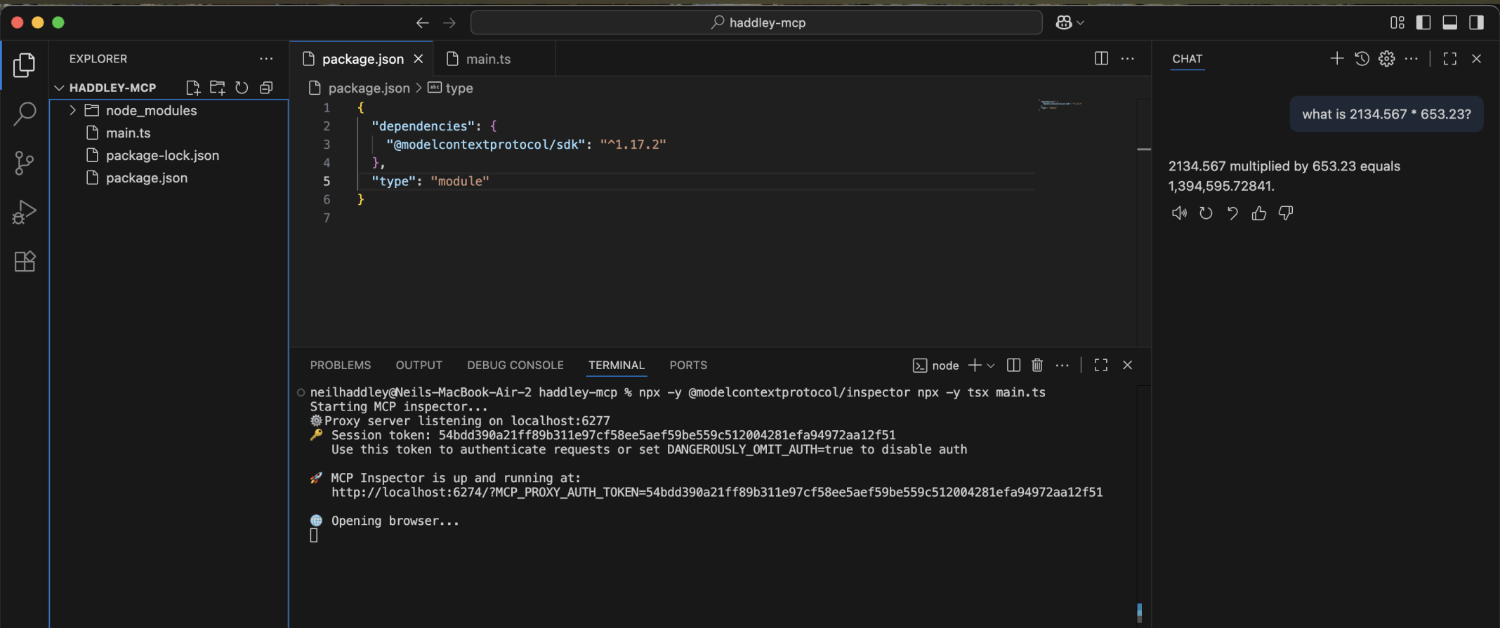 I used the model context protocol inspector to test the server