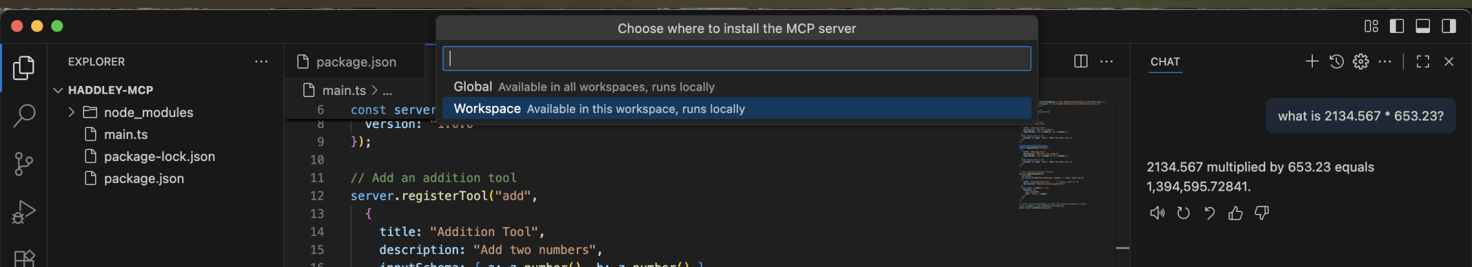I selected Workspace