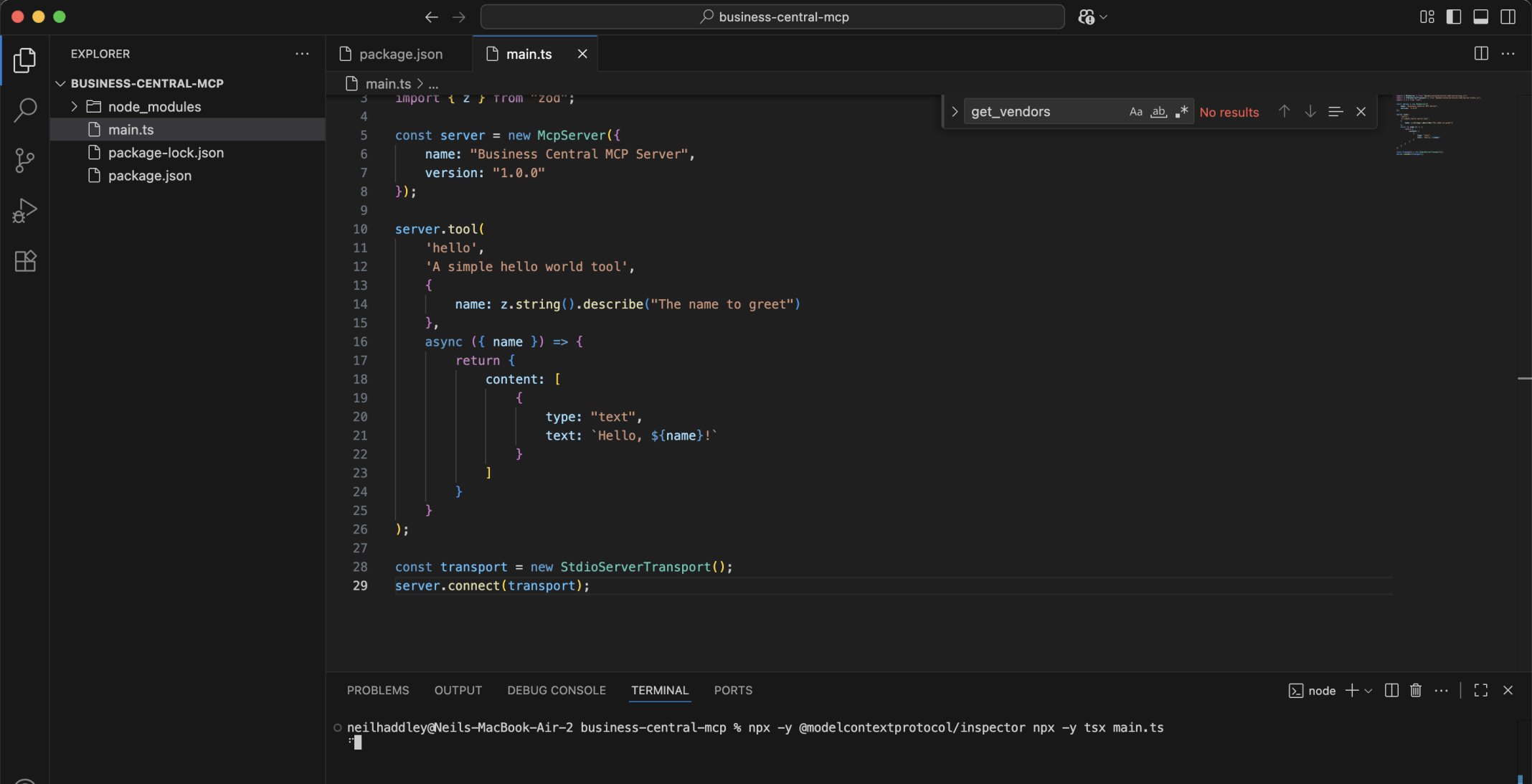 I ran npx -y @modelcontextprotocol/inspector npx -y tsx main.ts.