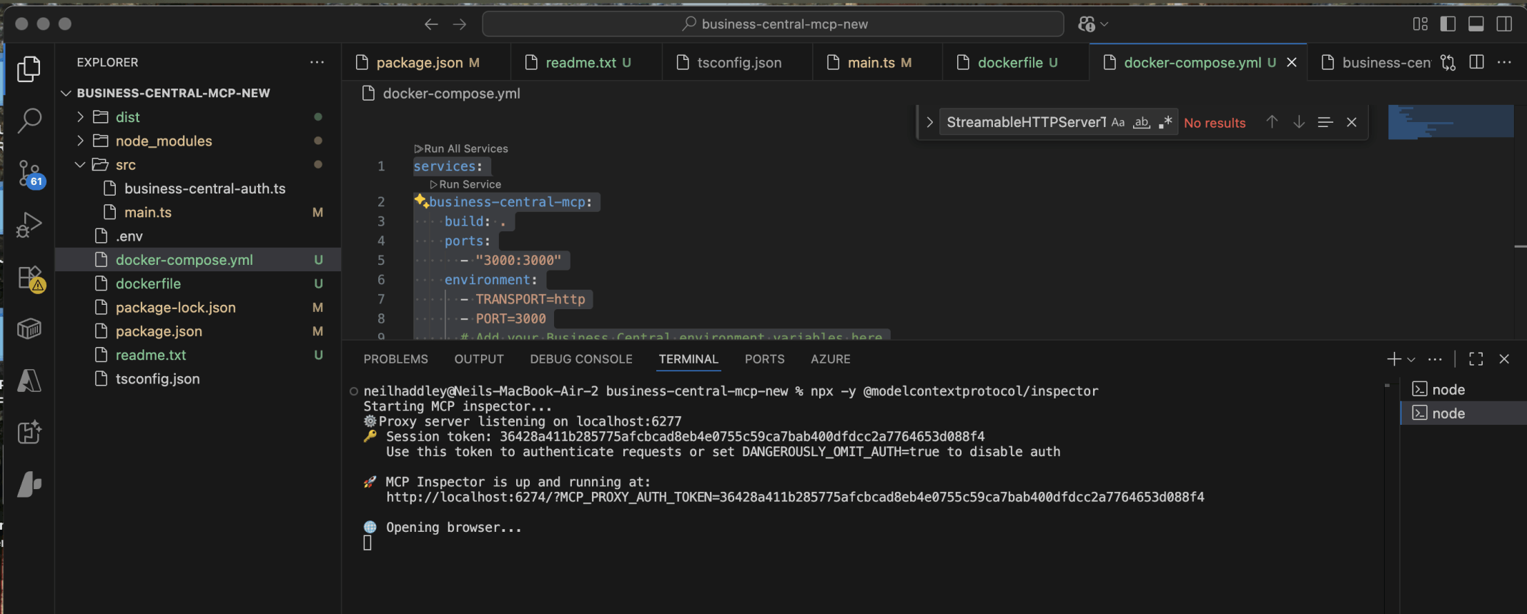 I ran npx -y @modelcontextprotocol/inspector