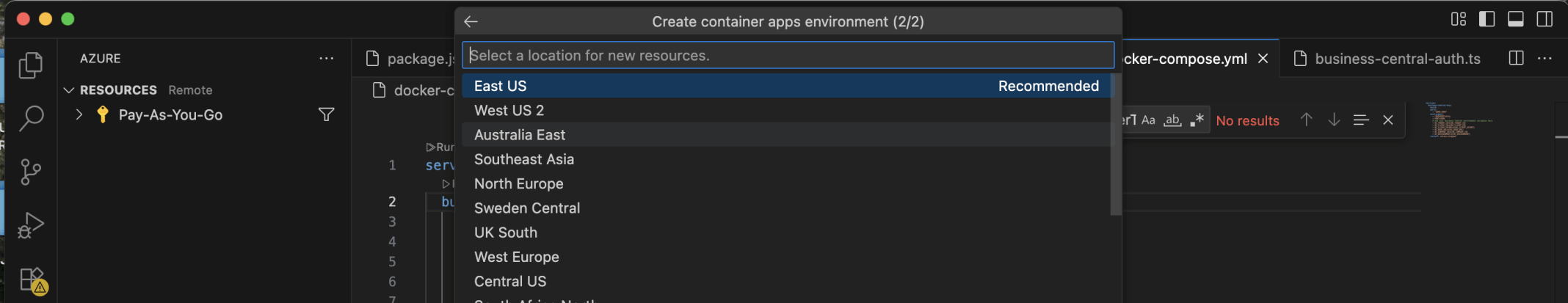 I selected a location