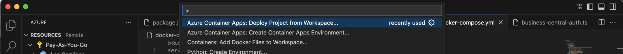 I selected the Deploy Project from Workspace... menu item