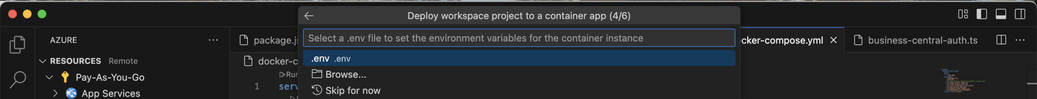 I selected the .env file