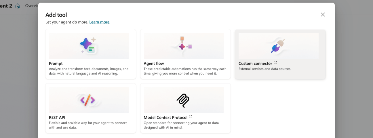 I selected Custom connector
