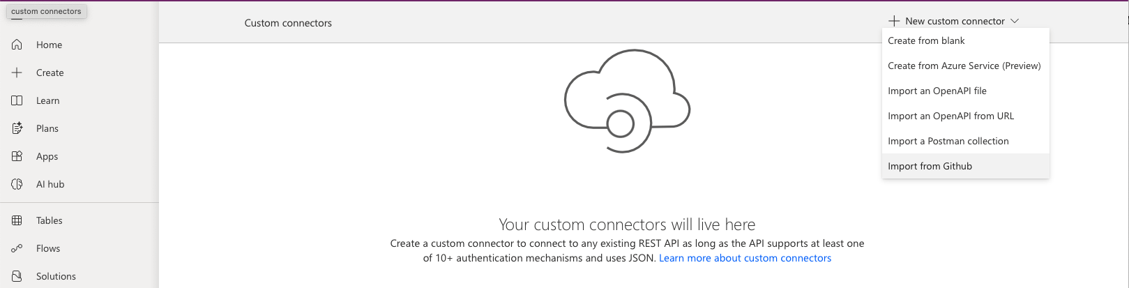 I selected the Import from Github option