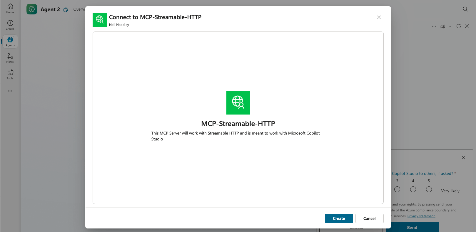 I clicked the Create button