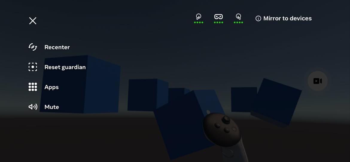 I used the Quest 3 headset to grab and move the 6 cubes