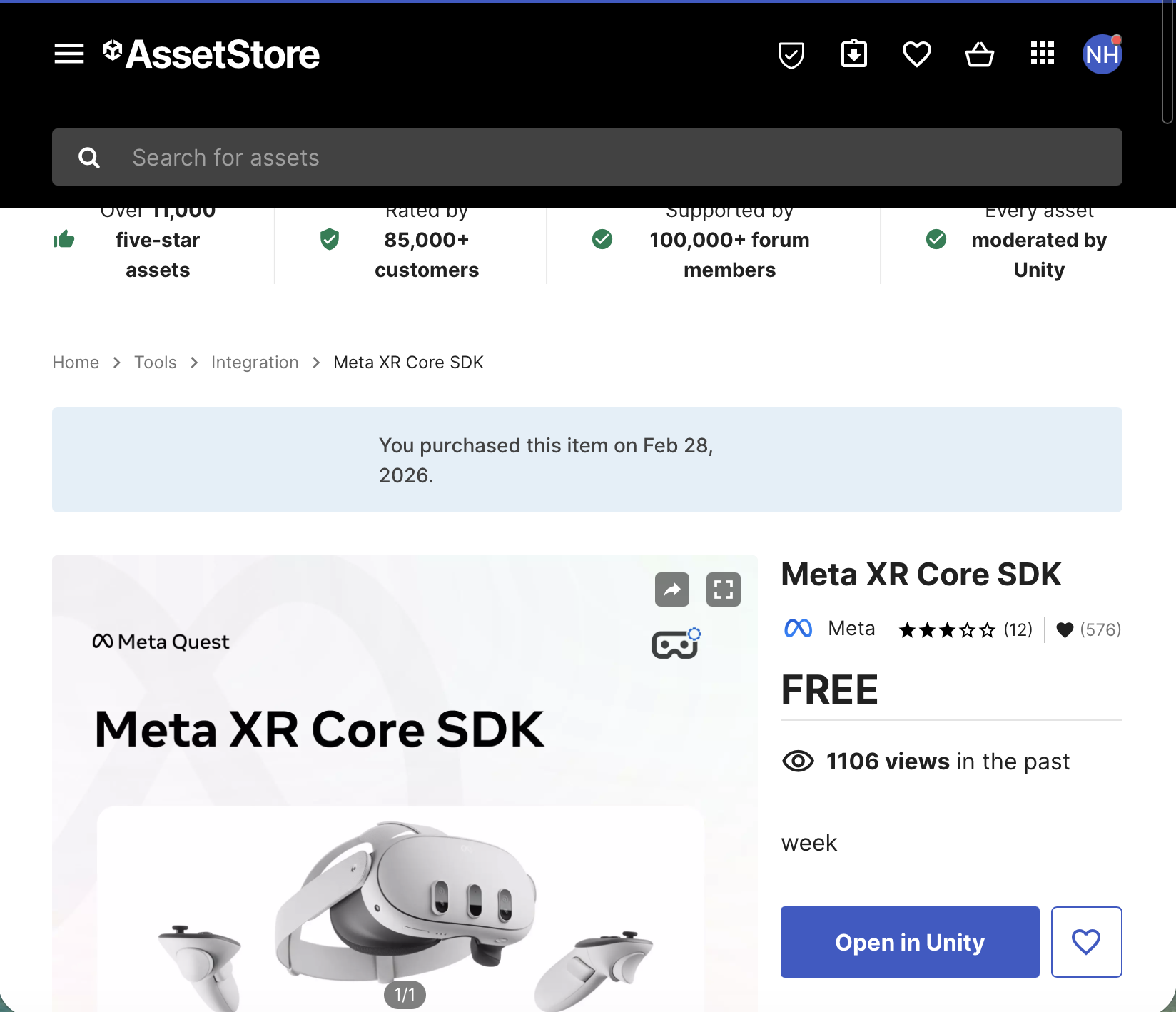 I opened the Meta XR Core SDK in Unity from the Asset Store