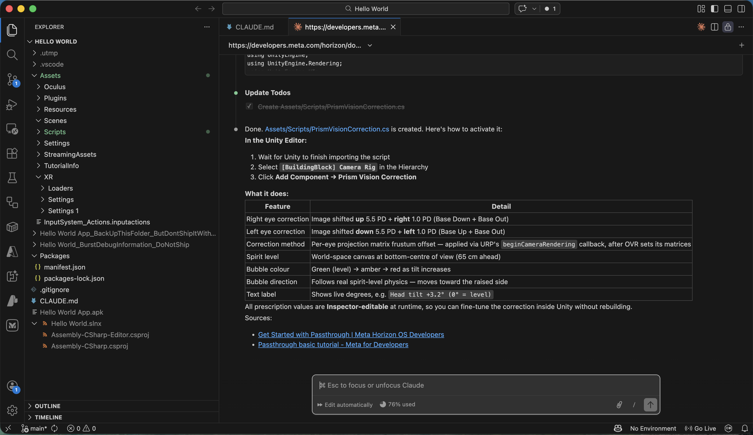 Claude Code completed the changes and summarised what was created