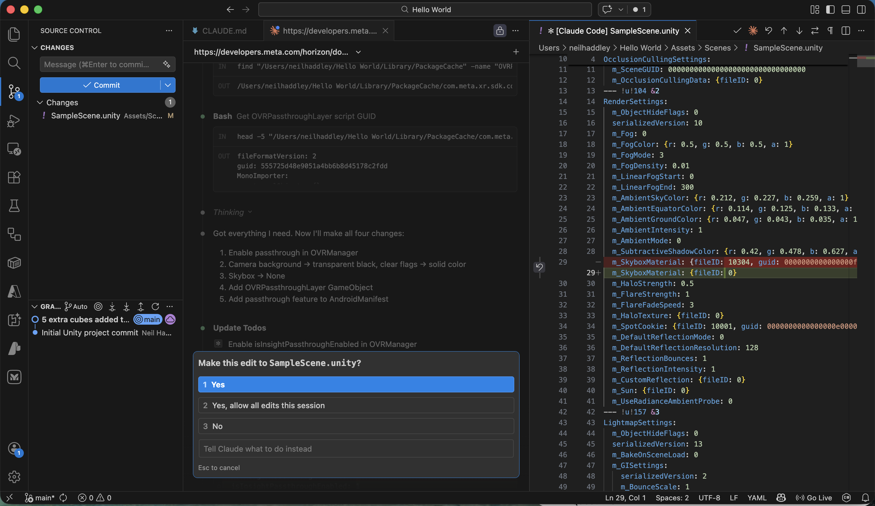 Claude Code planned the 4 changes needed to enable passthrough