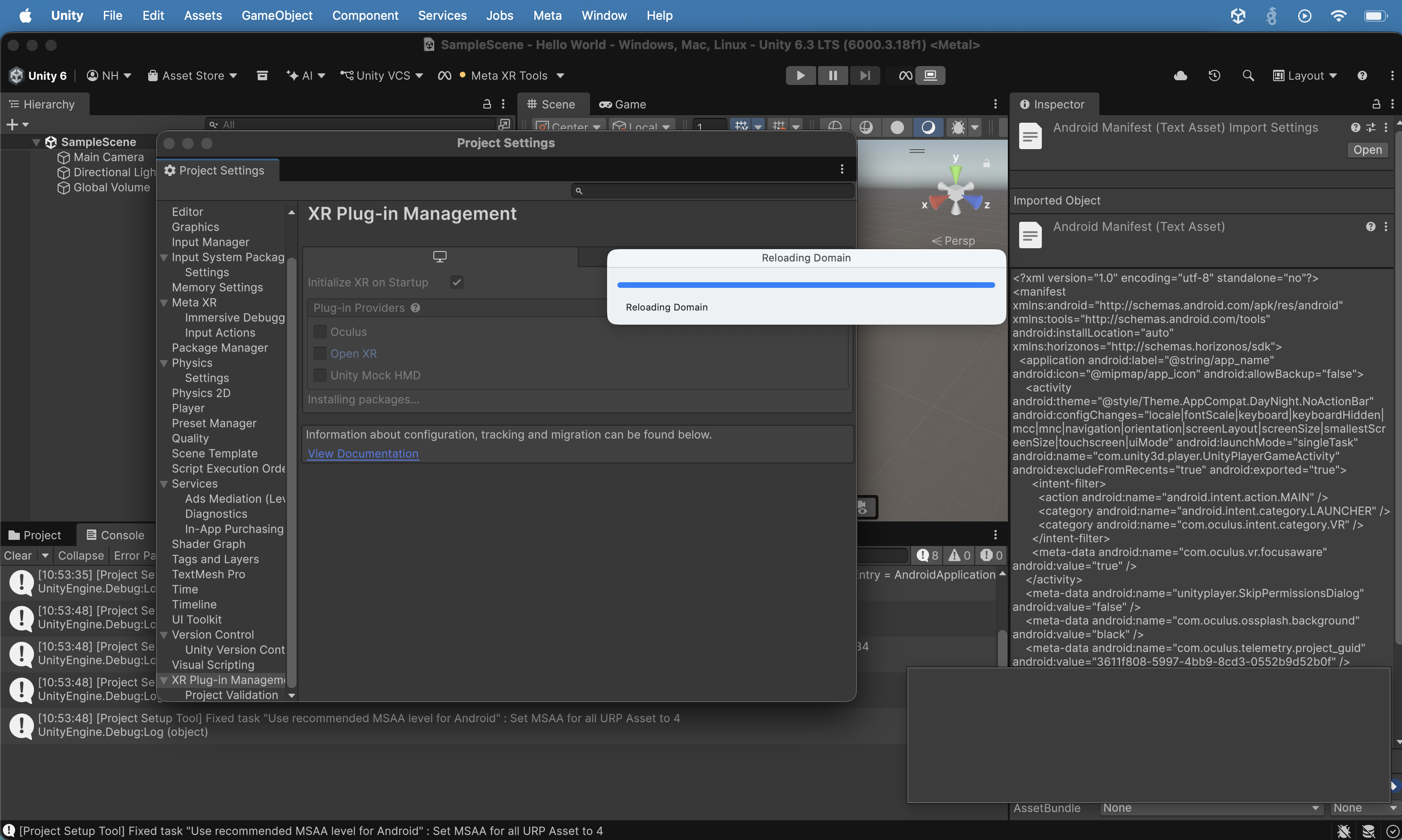 I switched to the Project Settings window and the XR PlugIn Managment item. I clicked the OpenXR radio button.