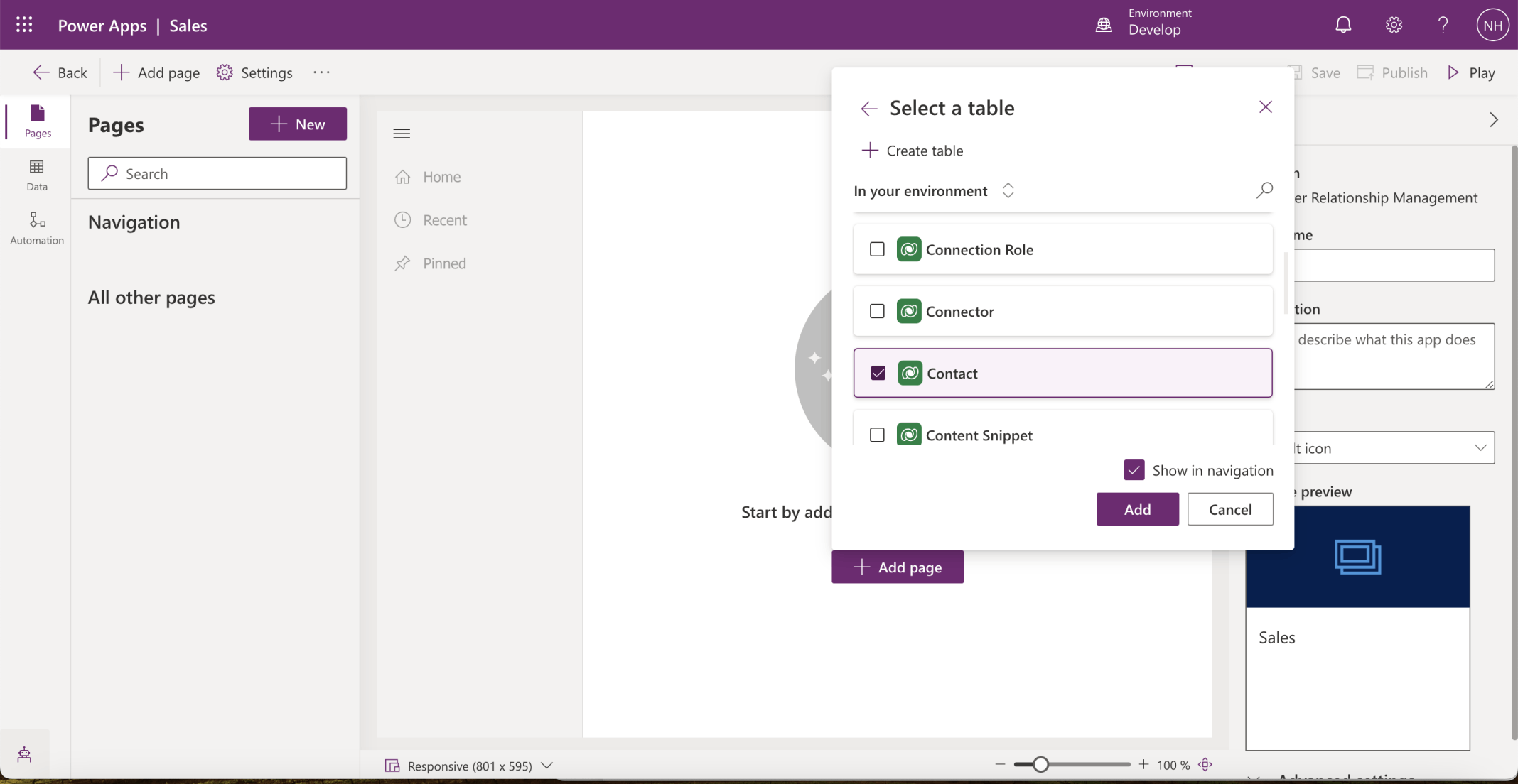 I added the Account and Contact tables